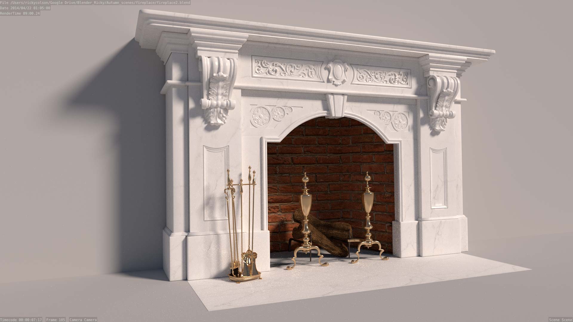 3d model of Victorian marble fireplace